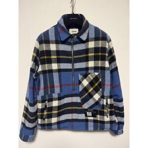 Welldone Pullover Jacket Mens One Size Plaid Wool Blend Half Zip Korea